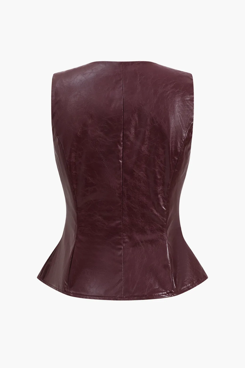 Metallic Button Faux Leather Shorts Set