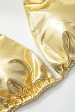 Metallic Halter Side Tie Bikini Set