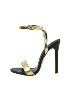 Metallic Rhinestone Open Toe High Heels