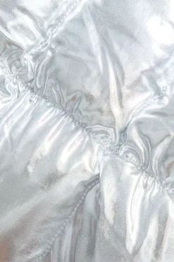 Metallic Ruched Puffer Mini Skirt