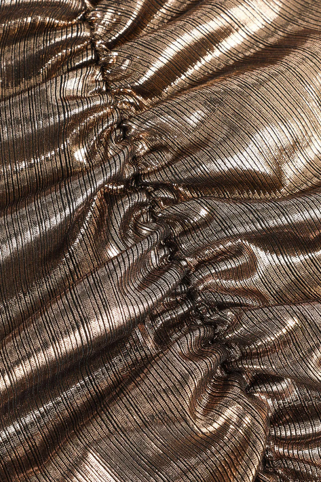 Metallic Ruched Slit Midi Dress