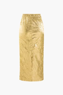 Metallic Textured Midi Skirt