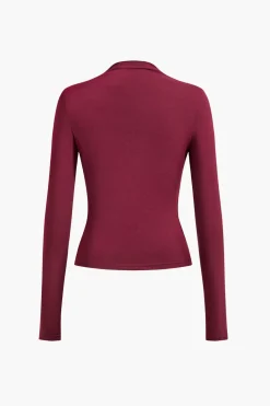 Mock neck Ruched Long Sleeve Top