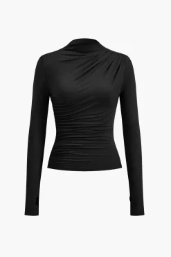 Mock neck Ruched Long Sleeve Top