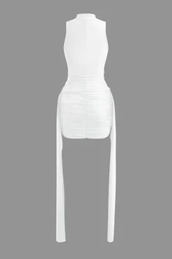 Mock Neck Ruched Mini Dress