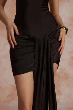 Mock Neck Ruched Mini Dress