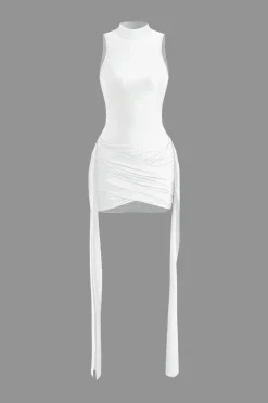 Mock Neck Ruched Mini Dress