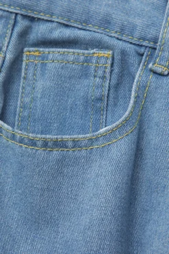 Multi Pocket Rolled Hem Wide Leg Cargo Jeans
