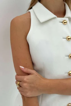 Multi-Button Collared Pocket Mini Dress