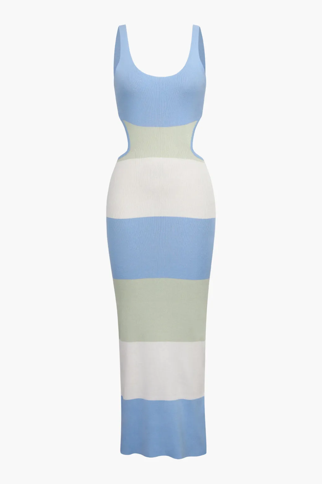 Multicolored Stripe Knitted Backless Maxi Dress
