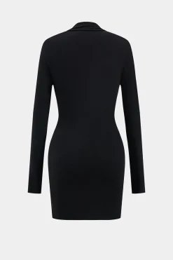 Neck Ring Long Sleeve Mini Dress
