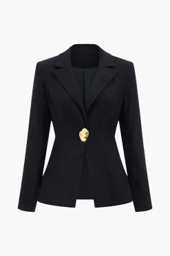 Notched Lapel One Button Blazer