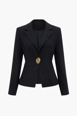 Notched Lapel One Button Blazer