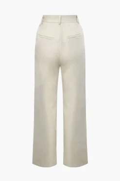 Notched Lapel Tie Back Vest And Straight Leg Suit Pants Set
