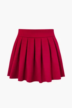 Notched Lapel Vest And Pleated Mini Skirt Set