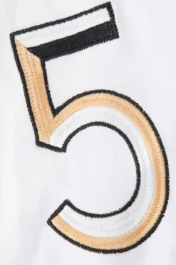Number 5 Embroidered Knot Hem T-shirt