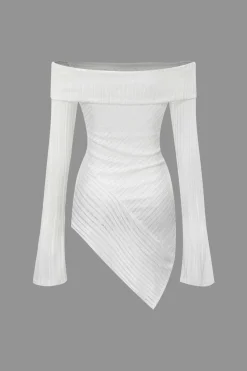 Off Shoulder Asymmetric Long Sleeve Top