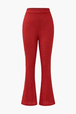 Off Shoulder Cropped Top And Flared Leg Pants Set