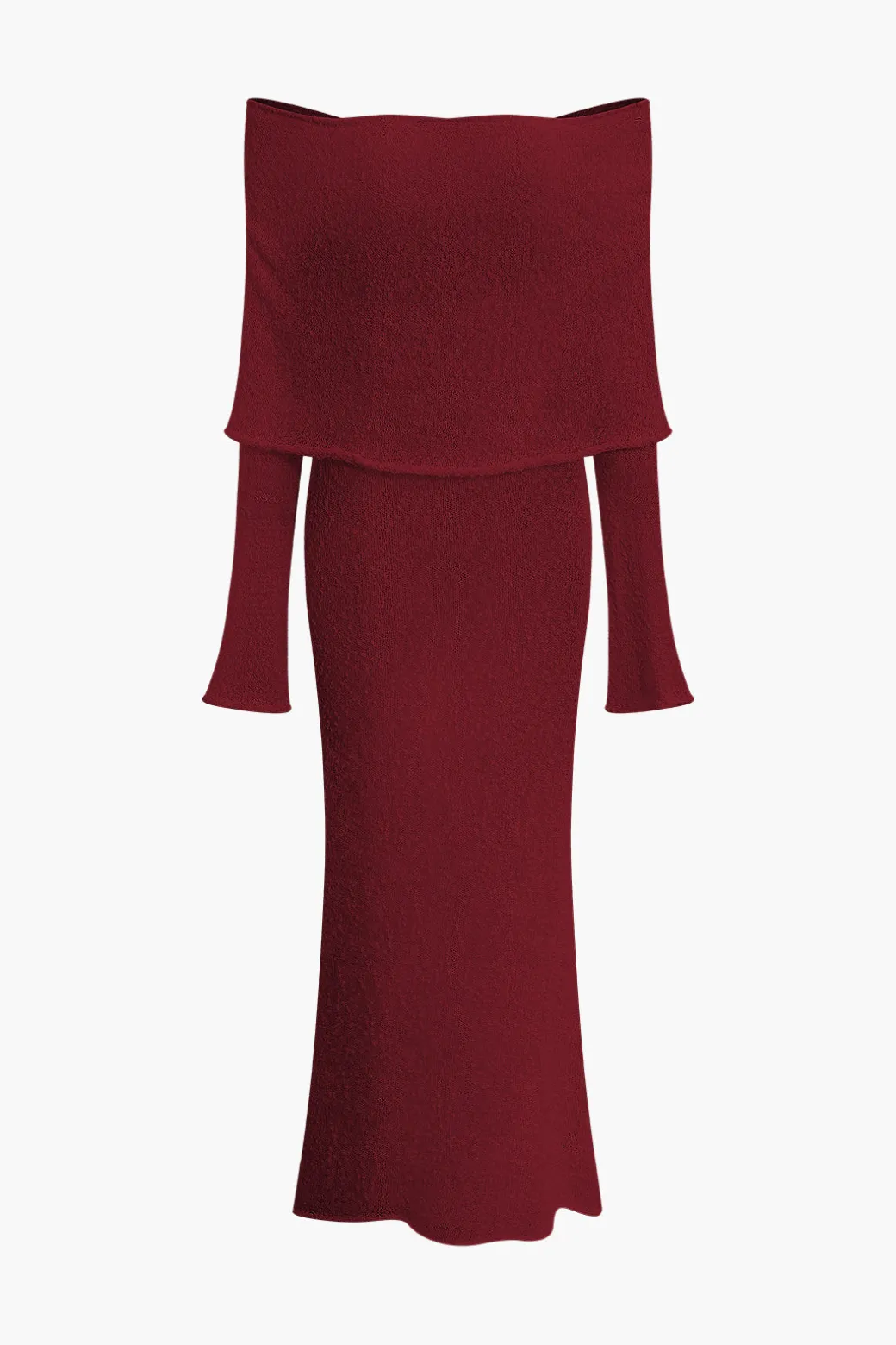 Off Shoulder Open Knit Maxi Dress