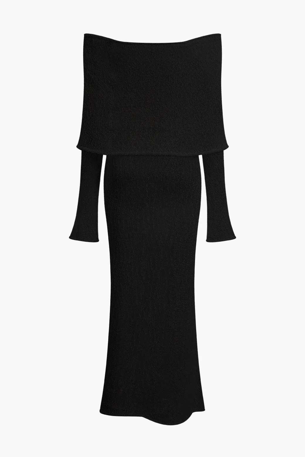 Off Shoulder Open Knit Maxi Dress