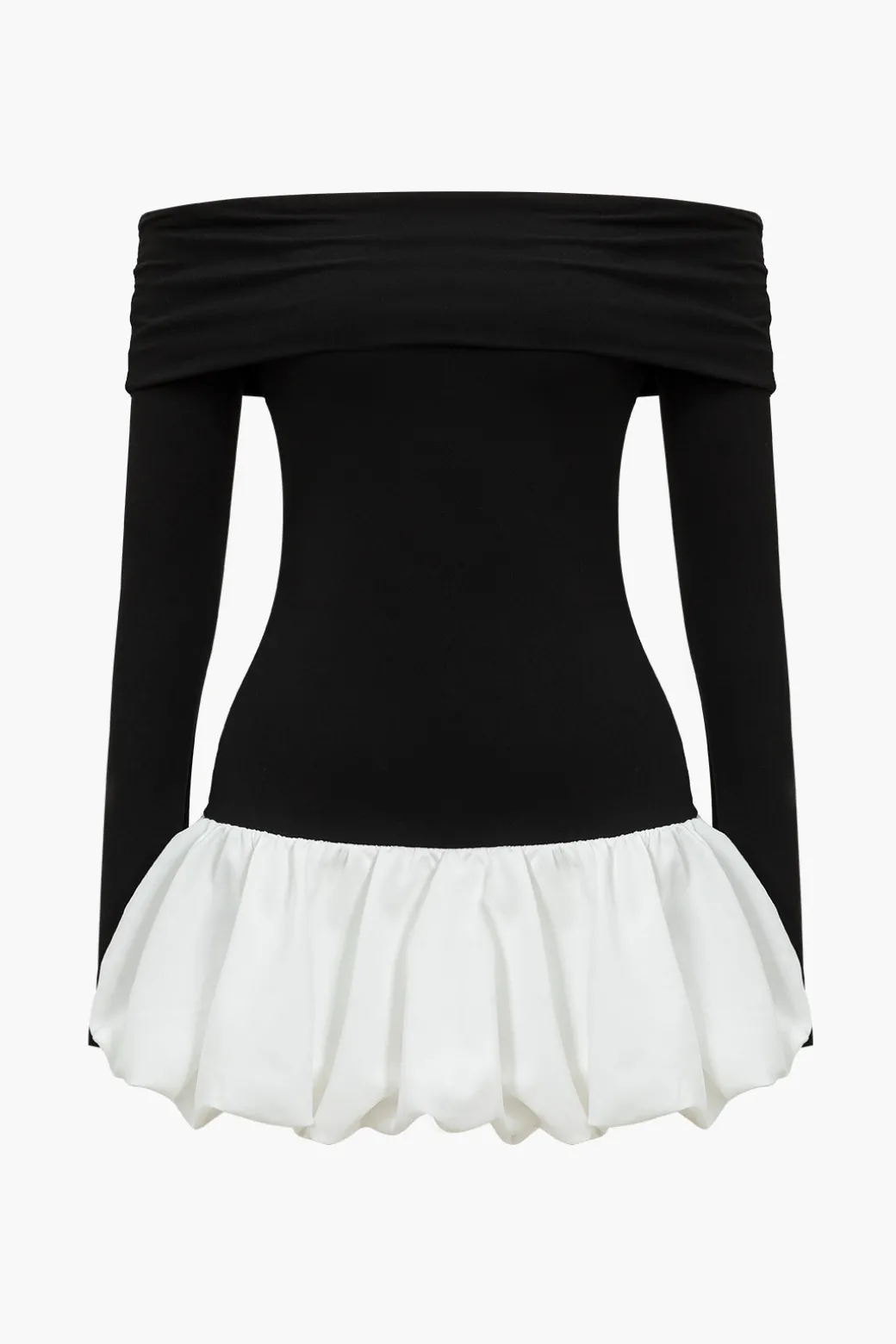Off Shoulder Patchwork Mini Dress