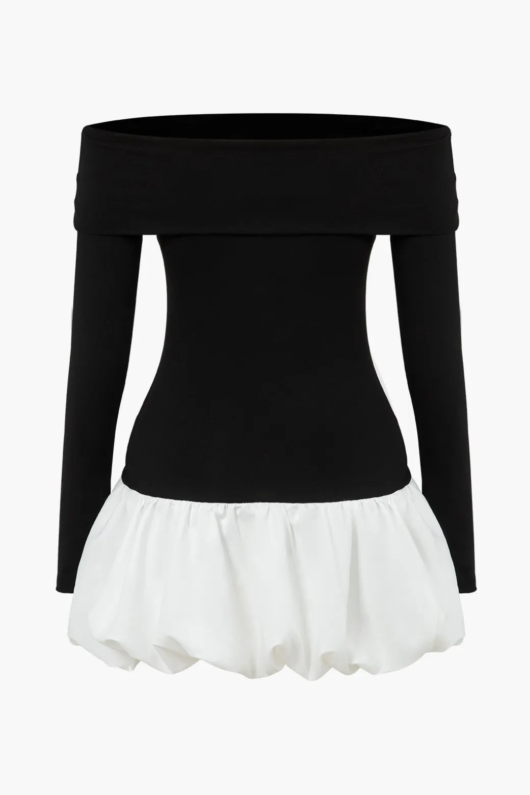 Off Shoulder Patchwork Mini Dress