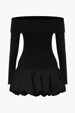Off Shoulder Patchwork Mini Dress