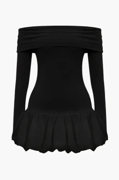 Off Shoulder Patchwork Mini Dress