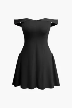 Off Shoulder Pleated Mini Dress