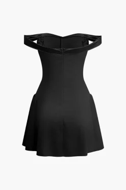 Off Shoulder Pleated Mini Dress