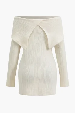 Off Shoulder Ribbed Knit Mini Dress