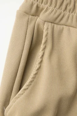 Off Shoulder Ruched Asymmetric Top And Straight Leg Pants Set