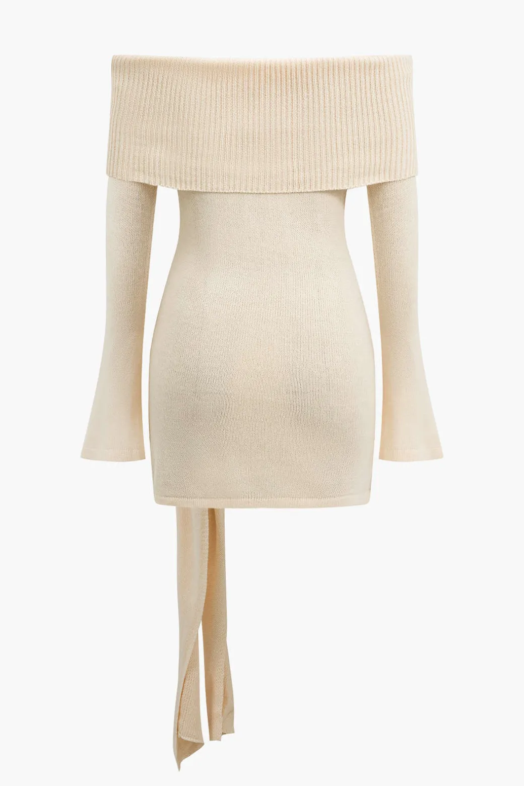 Off Shoulder Twist Front Knit Mini Dress