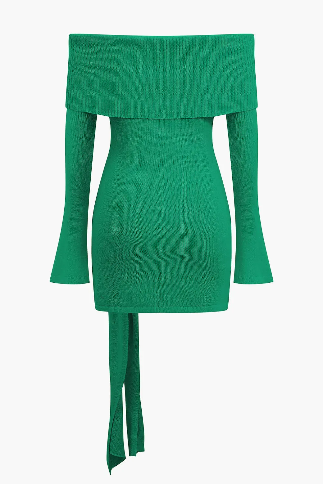 Off Shoulder Twist Front Knit Mini Dress