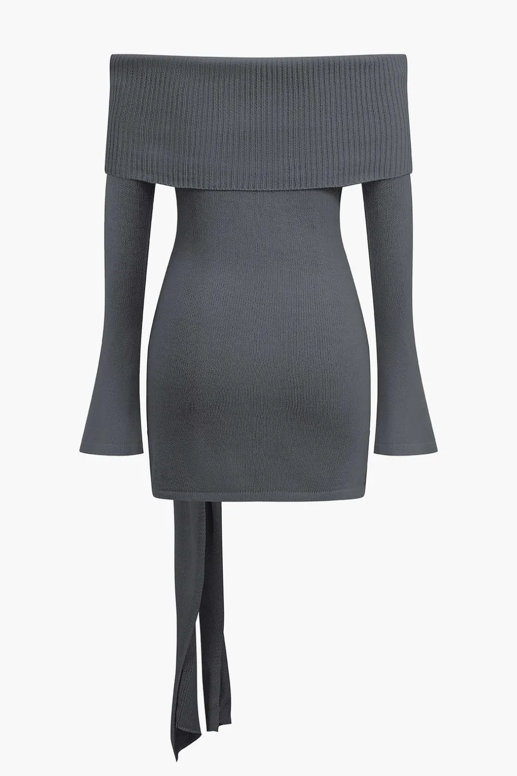 Off Shoulder Twist Front Knit Mini Dress