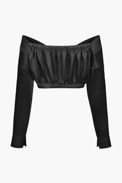 Off The Shoulder Twist Crop Blouse