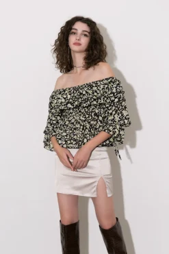 Off-The-Shoulder Chiffon Peplum Top