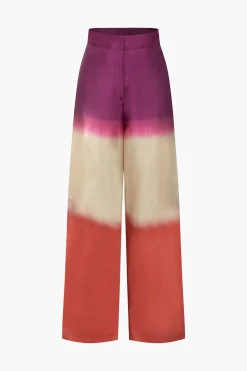 Ombre High Waisted Satin Straight Leg Pants
