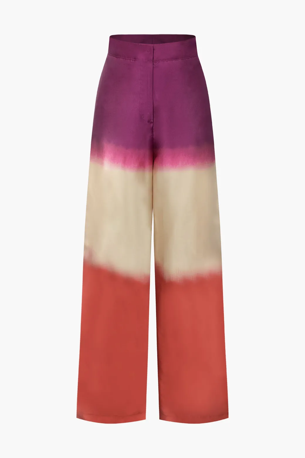 Ombre High Waisted Satin Straight Leg Pants