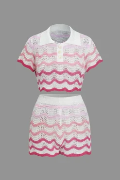 Ombre Knit Color Block Mini Skirt Set