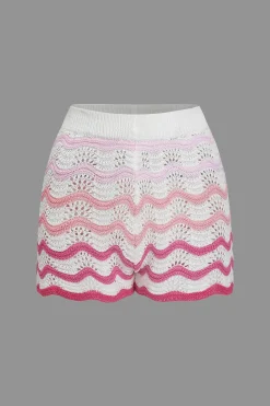Ombre Knit Color Block Mini Skirt Set