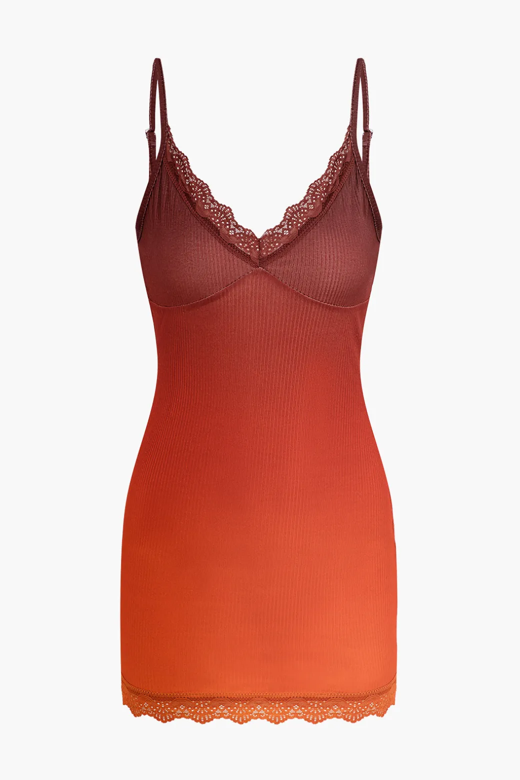 Ombre Lace Trim Mini Dress