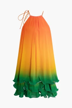 Ombre Layer Ruffle Mini Dress