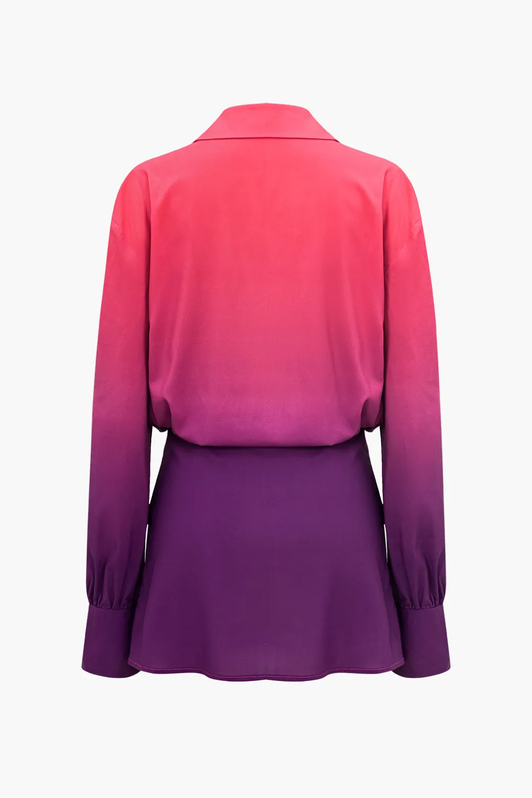 Ombre Print Ruched Button Up Mini Dress