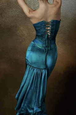 Ombre Print Satin Tie Back Strapless Tube Top