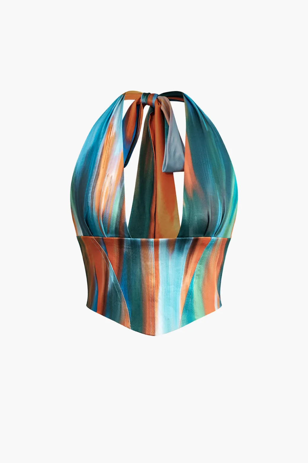Ombre Tie Halter Tank Top And Mini Skirt Set