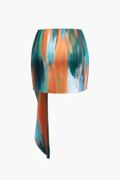 Ombre Tie Halter Tank Top And Mini Skirt Set