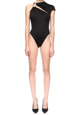 One Shoulder Ruched Short Sleeve Bodysuit