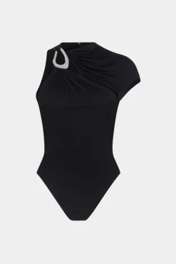 One Shoulder Ruched Short Sleeve Bodysuit
