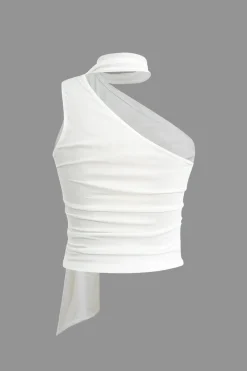 One-shoulder Tank Top With Scarf